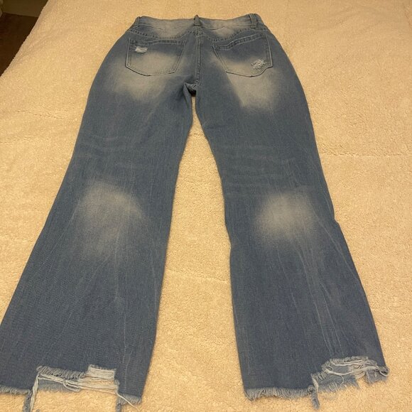 Distressed Blue Wide-Leg Denim Jeans‎ Medium Size - Picture 11 of 14